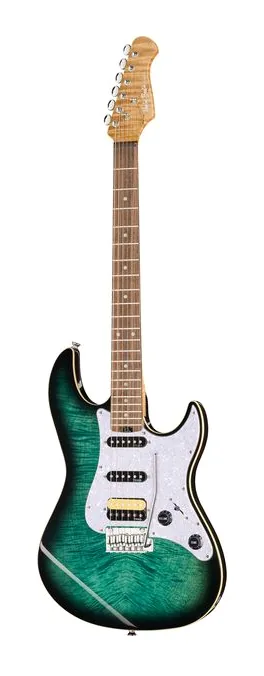 Harley Benton ST-Modern Plus HSS LPB ujęta od przodu na neutralnym tle