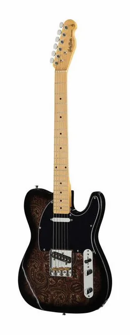 Harley Benton TE-70 Black Paisley widziana od przodu