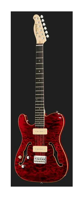 Harley Benton TE-90QM LH Trans Red, linie korpusu z góry