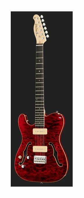 Harley Benton TE-90QM LH Trans Red w/Bag, mostek i klucze strojcze