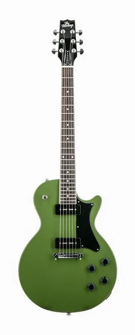 Heritage Guitar Ascent+ H-137 P90 Olive Drab ujęta od przodu na neutralnym tle