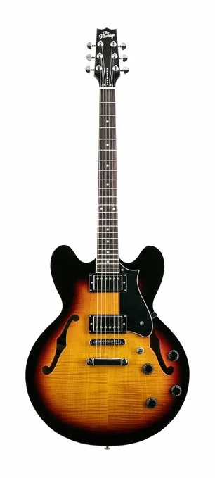 Heritage Guitar Ascent+ H-535 Sunburst ujęta od przodu na neutralnym tle
