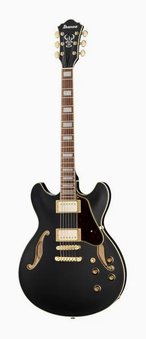 Ibanez AS73 G BKF ujęta od przodu na neutralnym tle