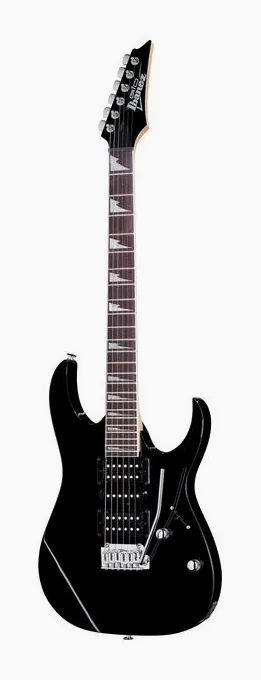 Ibanez GRG170DX-BKN ujęta od przodu na neutralnym tle