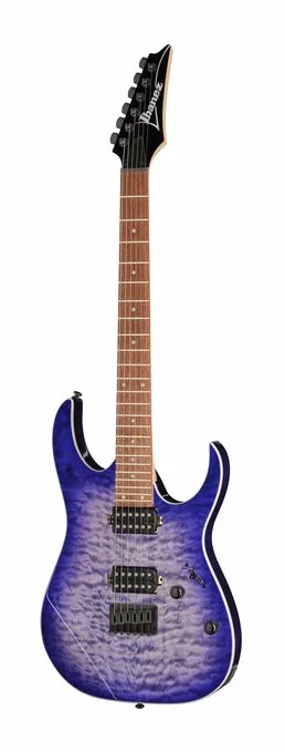 Ibanez RG421QM-CBB ujęta od przodu na neutralnym tle