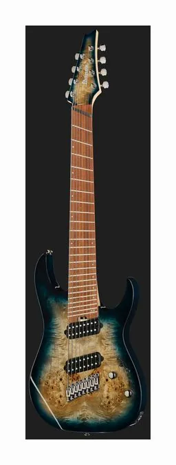 Ibanez RGMS8PB-CBS, główka z kluczami i logo