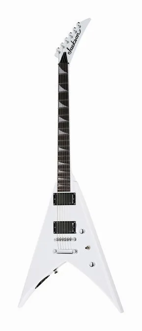 Jackson KVTMG Pro King V Snow White ujęta od przodu na neutralnym tle