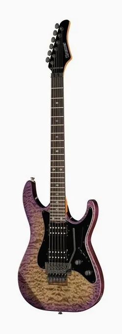 Kramer Guitars Quilt HHFR Ultraviolet Burst ujęta od przodu na neutralnym tle