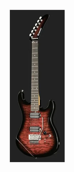 Kramer Guitars The 84 HH Quilt Magenta Burst, główka z kluczami i logo