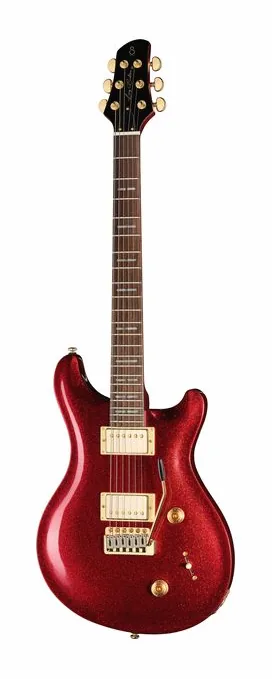 Larry Carlton Q7 Red Sparkle ujęta od przodu na neutralnym tle