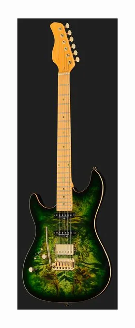 Larry Carlton S10 HSS Transparent Green LH, przełącznik przetworników i gniazdo wyjściowe