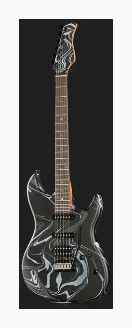 Larry Carlton S7 SW Black Swirl, linie korpusu z góry