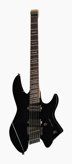 Larry Carlton X6 Headless 6 Trans Black sfotografowana frontalnie
