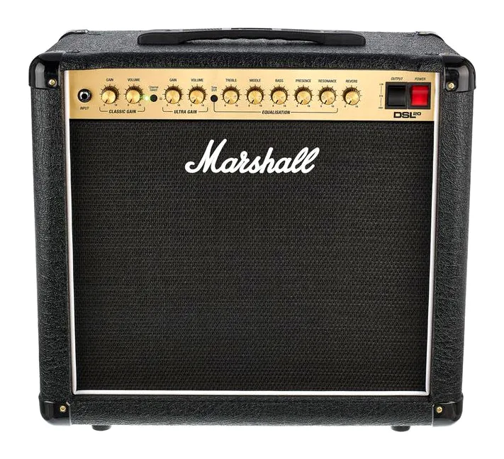 Marshall DSL20CR, logo i wykończenie panelu przedniego