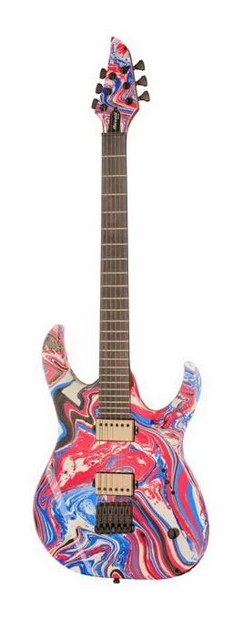 Mayones Guitars Duvell Elite 6 Custom Swirl ujęta od przodu na neutralnym tle