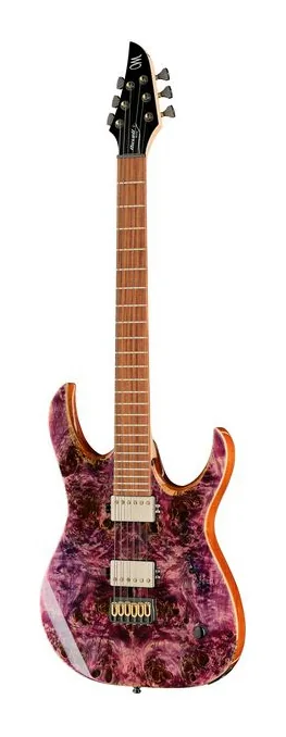 Mayones Guitars Duvell Elite 6 Purple NAMM'26 ujęta od przodu na neutralnym tle