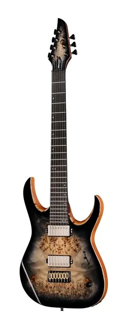 Mayones Guitars Duvell Elite 7 Baritone TBB sfotografowana frontalnie