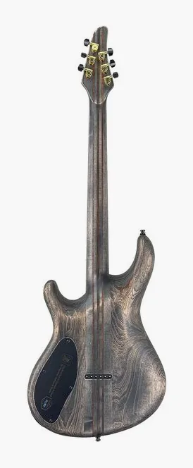 Mayones Guitars Regius 6 Gothic NAMM'26, główka z kluczami i logo
