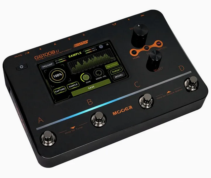 Mooer GS1000 Li Amp Sampling, gałki i przełącznik kanałów