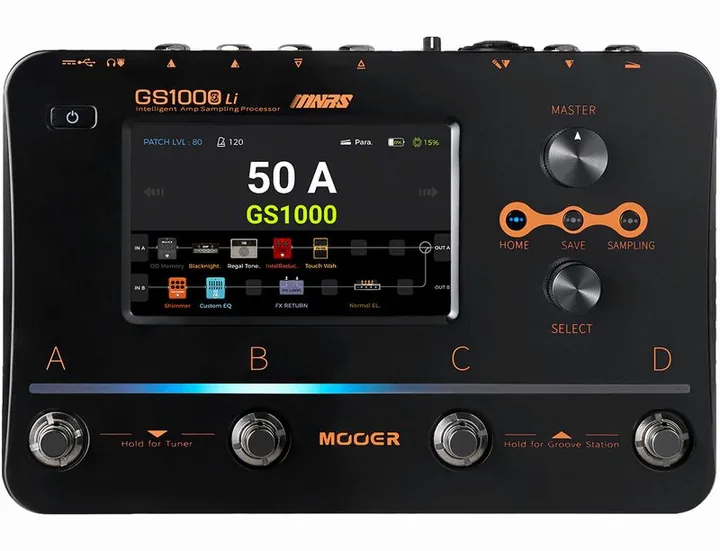 Mooer GS1000 Li Amp Sampling, panel sterowania z bliska
