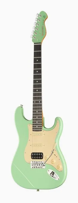 Mooer MSC10 Pro Guitar Surf Green sfotografowana frontalnie