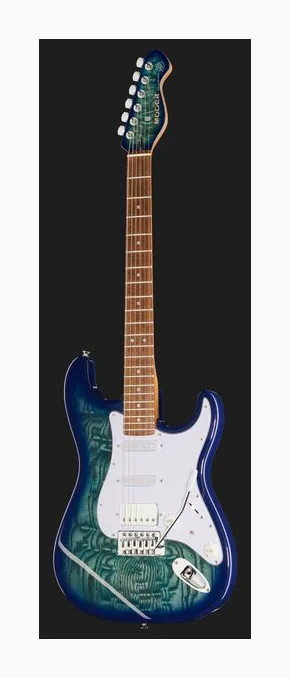 Mooer MSC20 Pro Guitar Ocean Blue, główka z kluczami i logo
