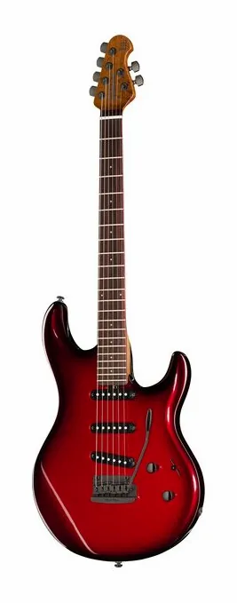Music Man Luke IV SSS Redburst ujęta od przodu na neutralnym tle