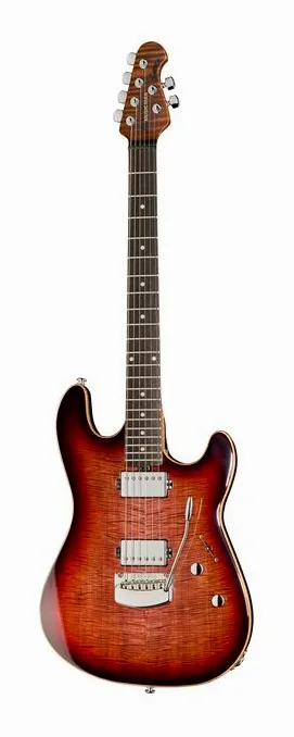Music Man Sabre Blackdraft ujęta od przodu na neutralnym tle