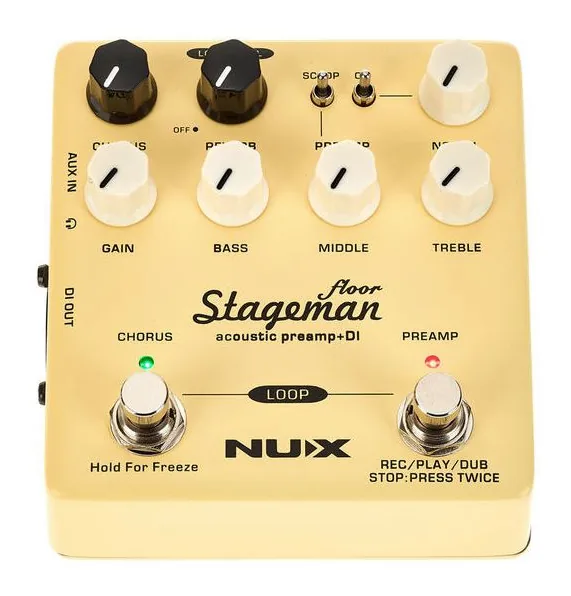 Nux Stageman Floor Preamp, gałki widziane z góry