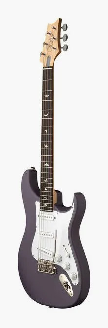 PRS JM Silver Sky RW Black Plum, główka z kluczami i logo