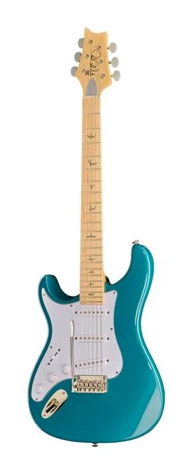 PRS SE Silver Sky Nylon Blue LH z bliska od przodu