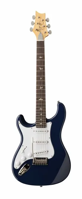PRS SE Silver Sky Trad Blue LH ujęta od przodu na neutralnym tle