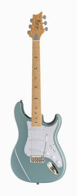 PRS SE Silver Sky Stone Blue Maple z bliska od przodu