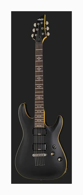 Schecter Demon-6 Crimson Red Burst sfotografowana frontalnie