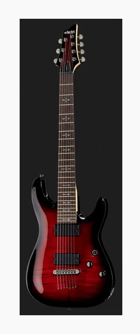 Schecter Demon-7 Crimson Red Burst, profil boczny korpusu