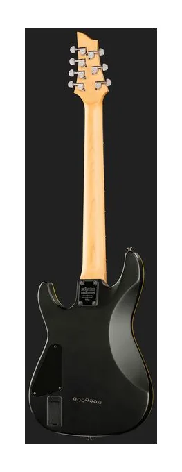 Schecter Demon-7 Crimson Red Burst sfotografowana frontalnie