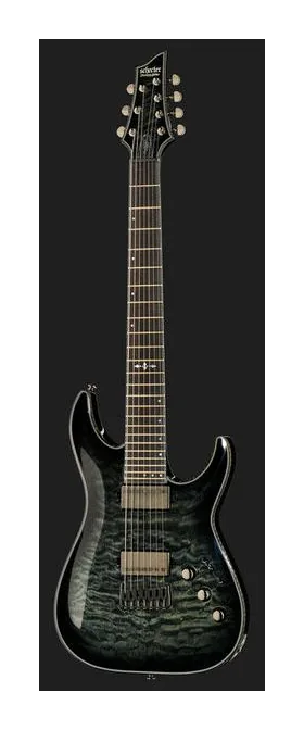 Schecter Hellraiser Hybrid C-1 TBB ujęta od przodu na neutralnym tle