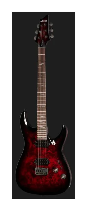 Schecter Omen Elite-6 Black Cherry, przetworniki i gałki regulacji