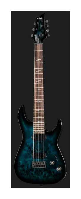 Schecter Omen Elite-7 See Blue Burst, prog zerowy i pierwsze pozycje na gryfie