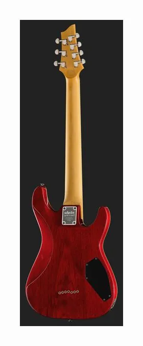 Schecter Omen Extreme-7 LH BKCH, korpus i lakier z bliska