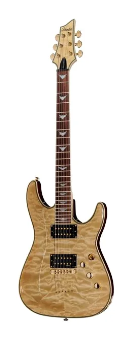Schecter Omen Extreme 6 Gloss Natural ujęta od przodu na neutralnym tle
