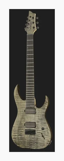 Schecter Sunset -7 Extreme Grey Ghost, korpus i lakier z bliska