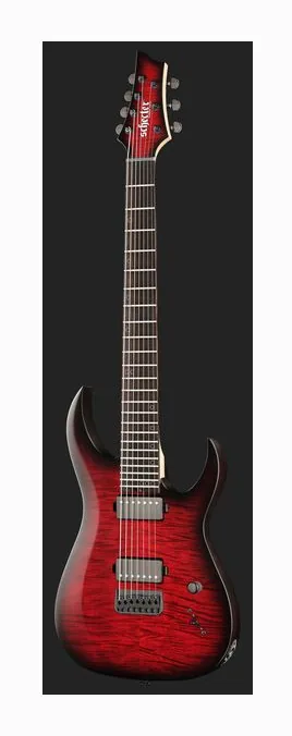 Schecter Sunset -7 Extreme Grey Ghost sfotografowana frontalnie