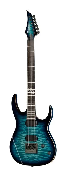 Solar Guitars S1.6AQOB Quilted Ocean Blue Br sfotografowana frontalnie