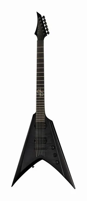 Solar Guitars V2.6FBB Baritone Flame Black widziana od przodu