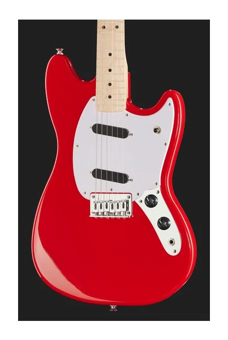 Squier Sonic Mustang MN Torino Red, korpus i lakier z bliska