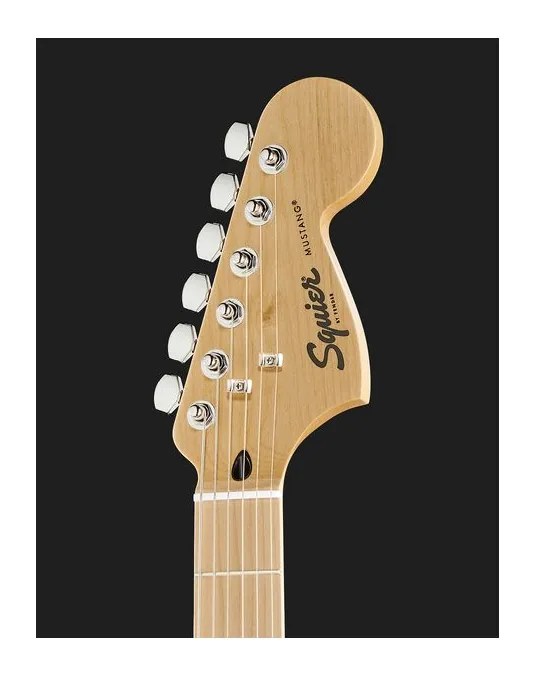 Squier Sonic Mustang HH LRL BLK z bliska od przodu