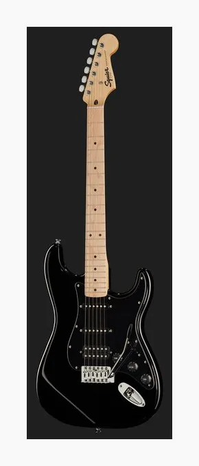 Squier Sonic Strat HSS Black, korpus i lakier z bliska