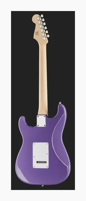 Squier Sonic Strat LRL Ultraviolet, główka z kluczami i logo