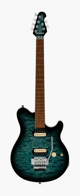 Sterling by Music Man Axis AX50QM YUB ujęta od przodu na neutralnym tle